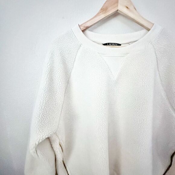 RALPH LAUREN BLACK LABEL | Sherpa Fleece Side Zip Sweatshirt Cream Ivory | XL - Picture 2 of 9